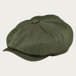 Casquette gavroche vert en coton sergé 8 panneaux avec visière courte