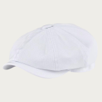 Casquette gavroche blanche en coton sergé 8 panneaux avec visière courte