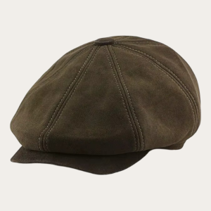 Casquette gavroche cuir daim café