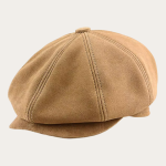 Casquette gavroche cuir daim camel