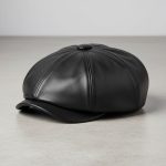 Casquette gavroche cuir noir studio