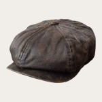 Casquette gavroche cuir vintage marron