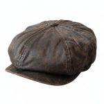 Casquette gavroche cuir vintage marron studio