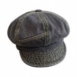 Casquette gavroche denim gris anthracite coutures jaunes studio