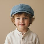 Garçon portant casquette gavroche denim lavé bleu clair