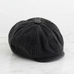Casquette gavroche denim lavé noir fond blanc studio