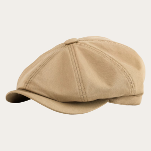 Casquette gavroche enfant beige camel uni coton