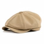 Casquette gavroche beige camel uni enfant fond blanc
