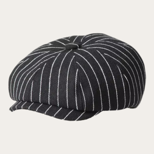 Casquette gavroche enfant noir rayures blanches