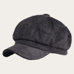 Casquette gavroche adulte gris anthracite velours côtelé
