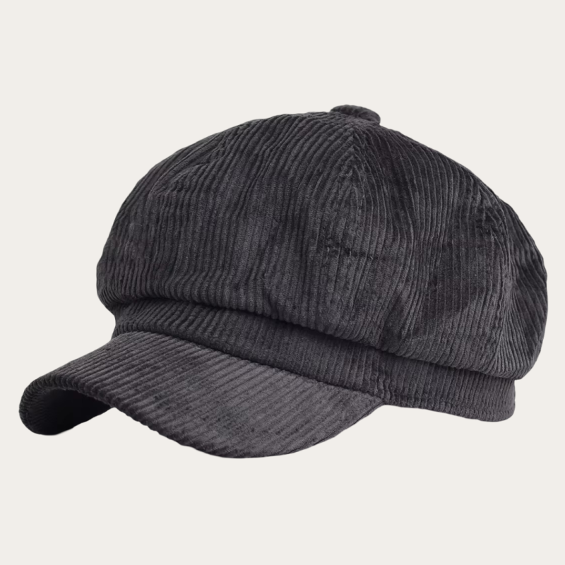 Casquette gavroche adulte gris anthracite velours côtelé