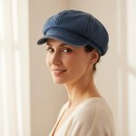 Femme portant casquette gavroche jean bleu moyen délavé