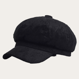 Casquette gavroche femme noir velours côtelé