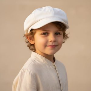 Garçon portant casquette gavroche blanc uni