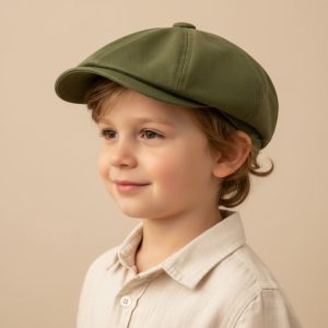 Garçon casquette gavroche vert militaire enfant
