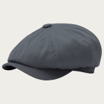 Casquette gavroche gris foncé en coton sergé 8 panneaux avec visière courte