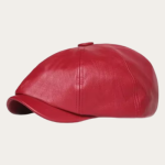 Casquette gavroche homme cuir rouge