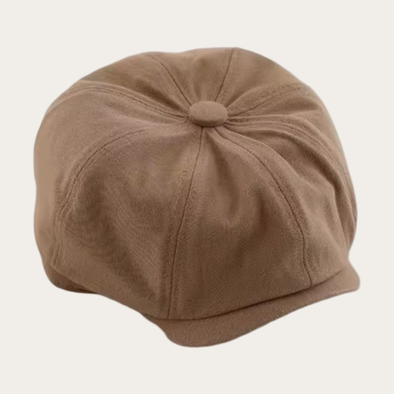 Casquette gavroche kaki uni enfant 8 panneaux visière plate