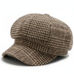 Casquette gavroche laine carreaux beige