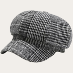 Casquette gavroche laine carreaux gris