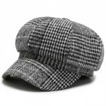 Casquette gavroche laine carreaux gris studio