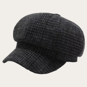 Casquette gavroche laine carreaux noir