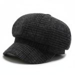Casquette gavroche laine carreaux noir studio