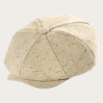 Casquette gavroche laine mouchetée beige écru enfant 8 panneaux
