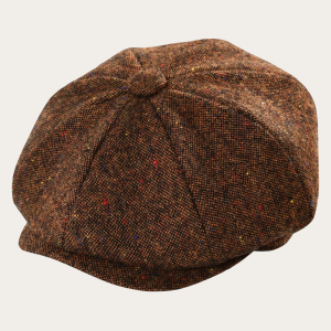 Casquette gavroche laine mouchetée marron roux enfant 8 panneaux