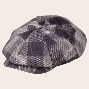 Casquette gavroche laine tartan gris
