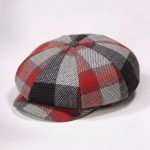 Casquette gavroche laine tartan rouge gris blanc studio