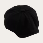 Casquette gavroche noir uni enfant 8 panneaux visière plate