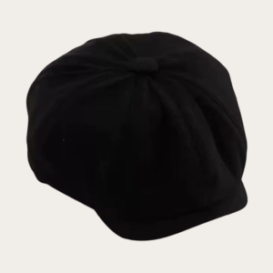 Casquette gavroche noir uni enfant 8 panneaux visière plate