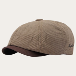 Casquette gavroche pied-de-poule beige camel