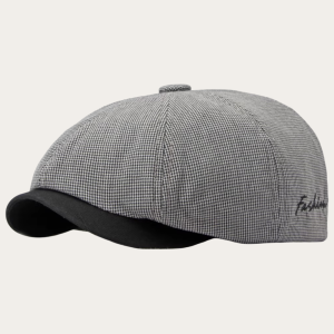 Casquette gavroche pied-de-poule gris clair