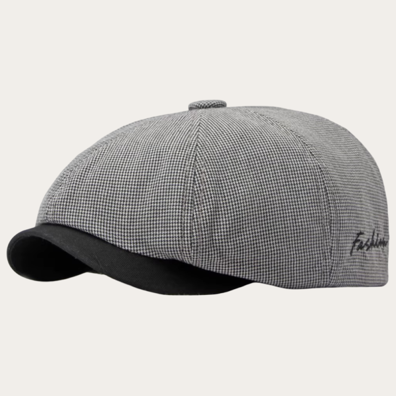 Casquette gavroche pied-de-poule gris clair
