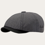 Casquette gavroche pied-de-poule gris foncé