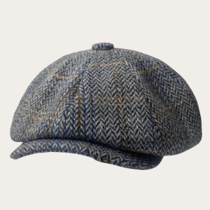 Casquette gavroche tweed chevrons gris