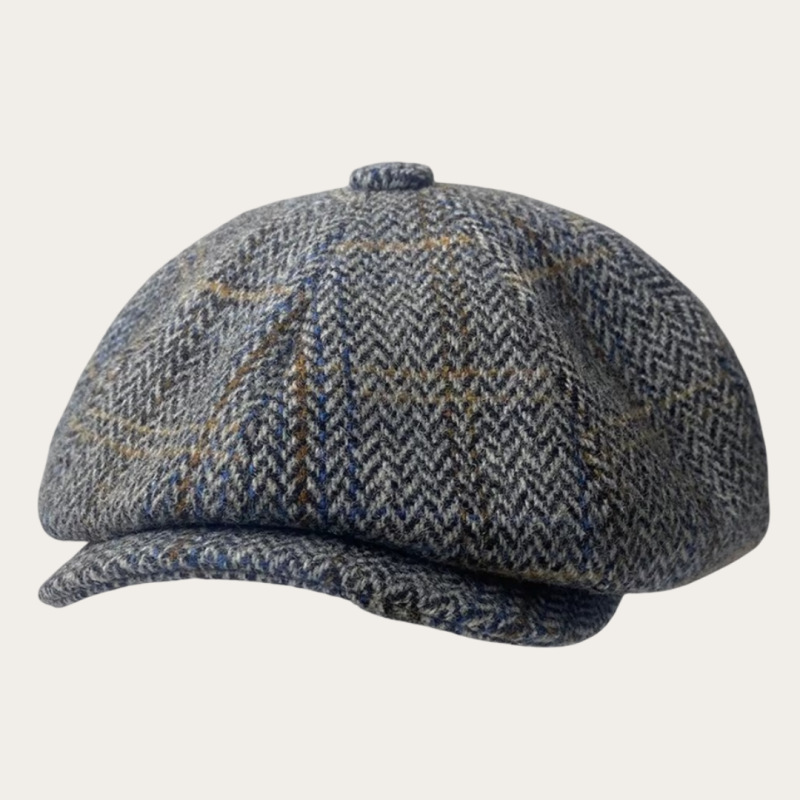 Casquette gavroche tweed chevrons gris