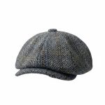 Casquette gavroche tweed chevrons gris studio