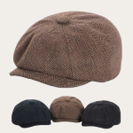 Casquette gavroche tweed herringbone enfant disponible en marron caramel bleu marine et noir