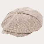 Casquette gavroche tweed herringbone beige enfant 8 panneaux