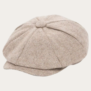 Casquette gavroche tweed herringbone beige enfant 8 panneaux