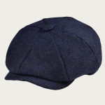 Casquette gavroche tweed herringbone bleu marine enfant 8 panneaux