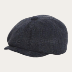 Casquette gavroche tweed herringbone bleu nuit enfant 8 panneaux