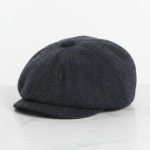 Casquette gavroche tweed herringbone bleu nuit fond blanc studio