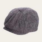 Casquette gavroche tweed herringbone noir blanc enfant 8 panneaux