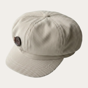 Casquette gavroche velours côtelé beige boutons