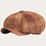 Casquette gavroche velours carreaux café