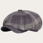 Casquette gavroche velours carreaux gris